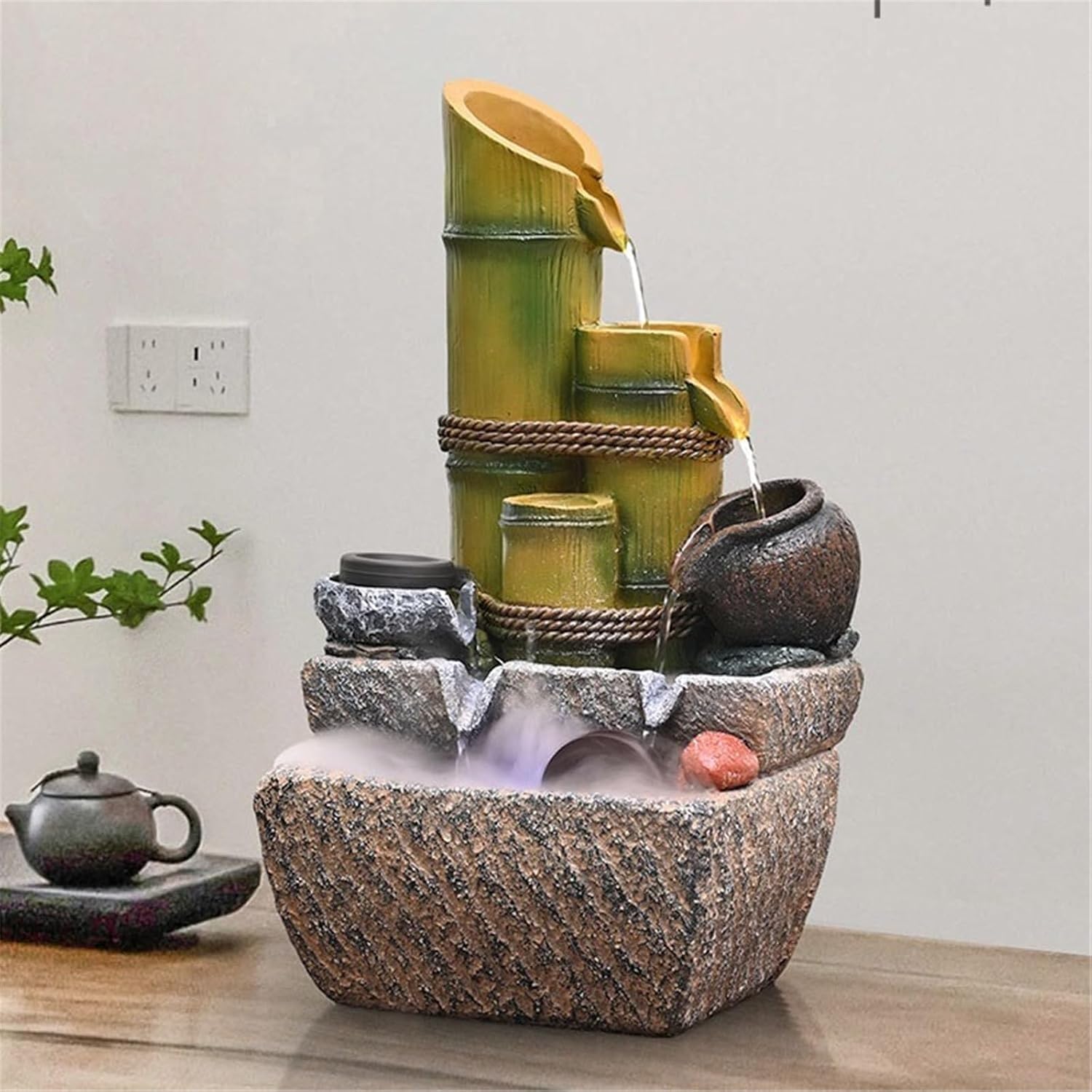 Tabletop Fountain Indoor Fountain, Desktop Feng Shui Wheel Ornament with Circulating Water Feature