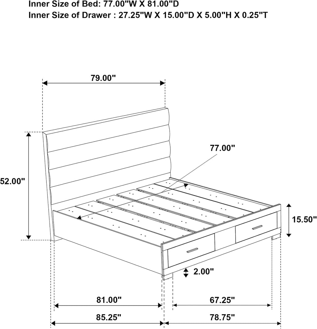 Coaster Home Furnishings Felicity 5-Piece Eastern King Platform Bedroom Set White 203510KE-S5