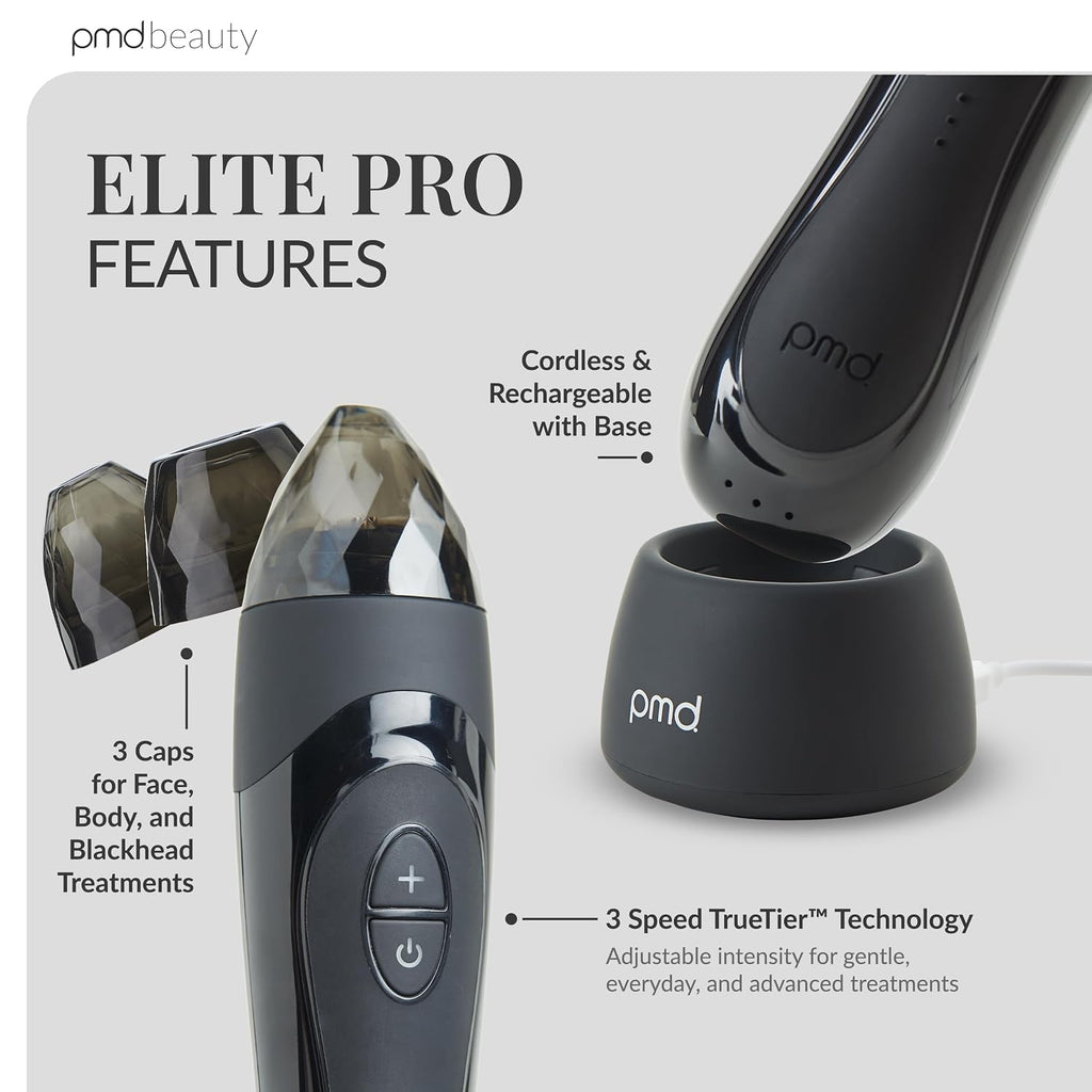 PMD Beauty Personal Microderm Elite Pro - At-Home Use, Facial Exfoliator Tool, Microdermabrasion Machine Kit for Face and Body Skincare