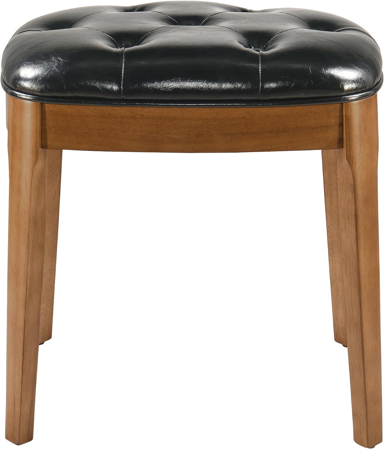 Vanity Stool with Padded Cushion, Vanity Bench with Wood Legs, Piano Bench Seat with with Solid Wood Legs, Backless Vanity Stool for Makeup Room, Bedroom, Dining Room and Study Room, Black