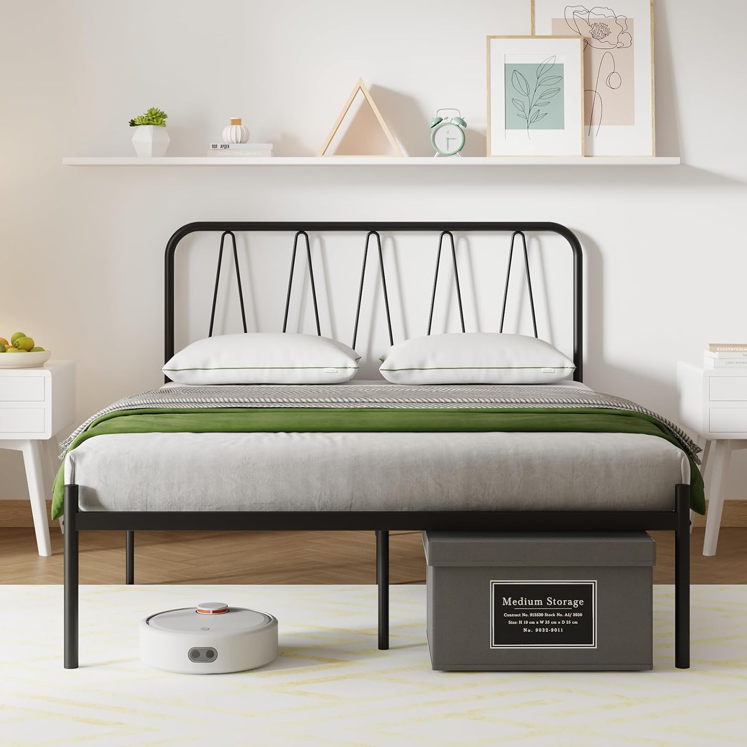 Novilla King Size Bed Frame with Modern Headboard, 14 Inch Metal Platform Bed Frame, Heavy Duty Slats Support, No Box Spring Needed, Easy Assembly, Noise-Free