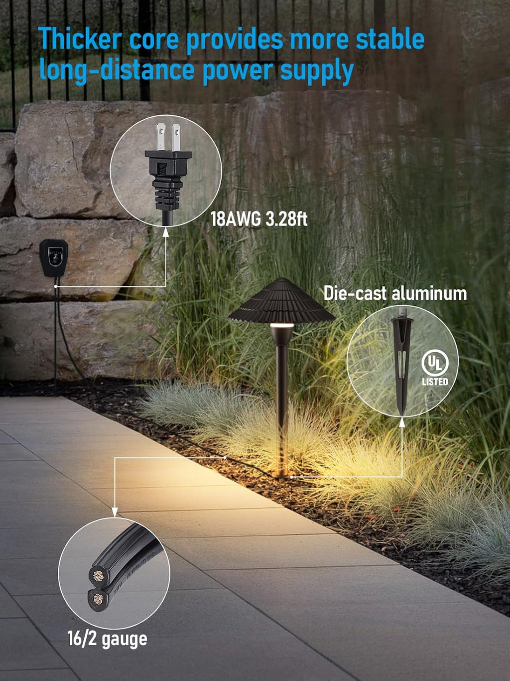 LEONLITE All-in-ONE LED Landscape Lighting Kit, 8-Pack Low Voltage Pathway Lights, 60W Transformer, 100FT 16/2 AWG Wire and Connectors, 12V Outdoor Landscape Path Lights, ETL Listed, 3000K Warm White