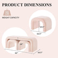 3-Piece Modern Ottoman Bench Set, 44' Wide Teddy Upholstered End of Bed Bench with 2 Foot Stools, Padded U-Shaped Entry Bench Vanity Stool for Living Room Bedroom (Pink)