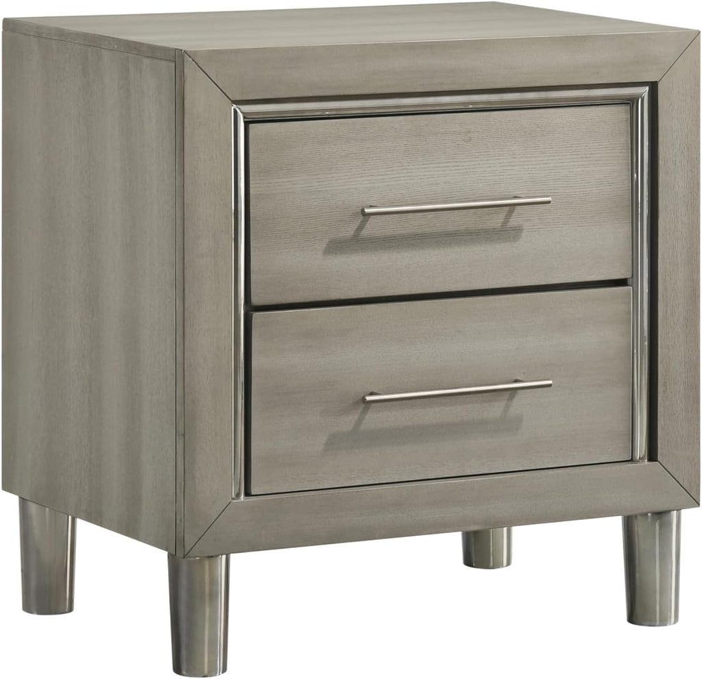 New Classic Furniture Lennox 5Pc Wood King Bedroom Set w 2-Nightstand, Gray