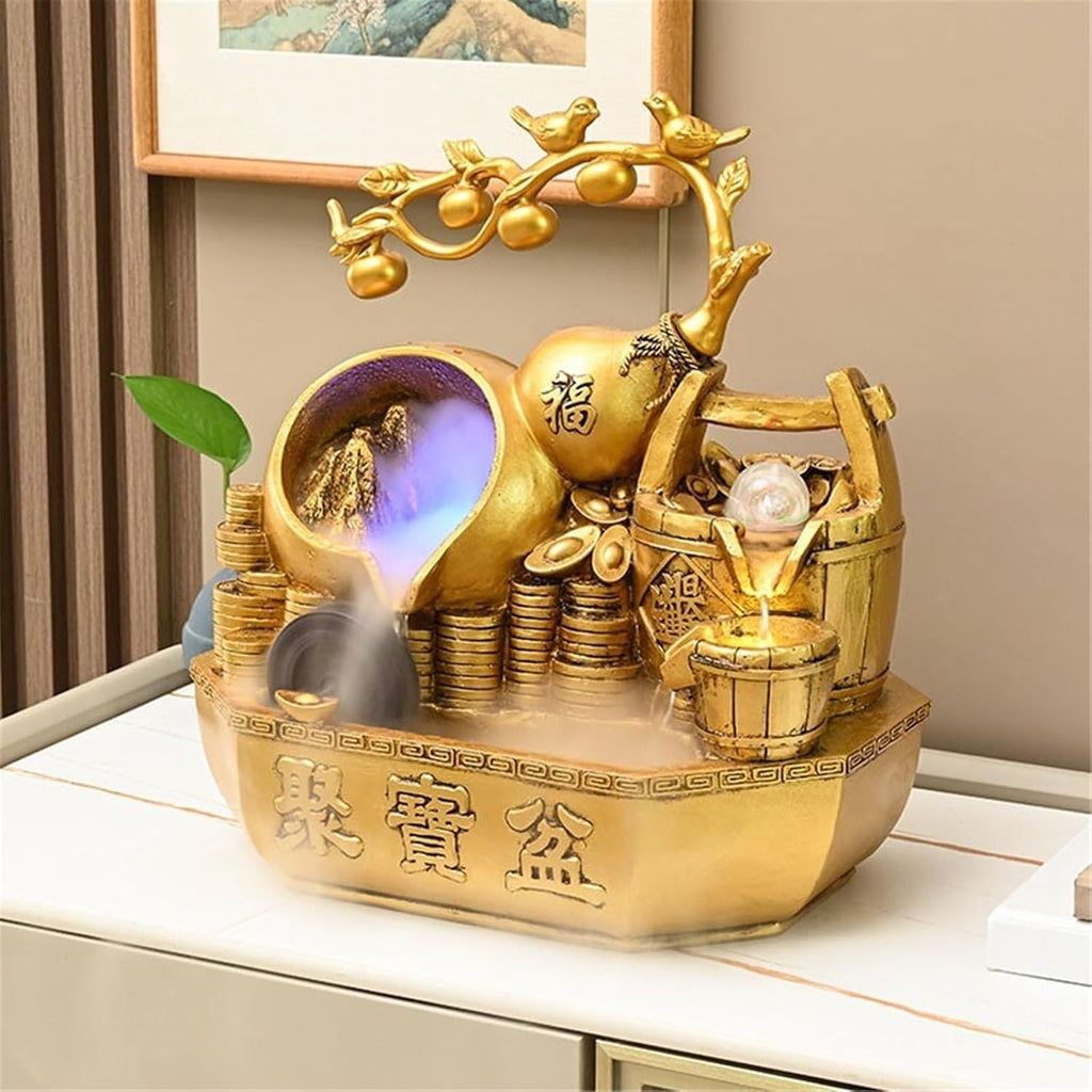 Tabletop Water Fountain Tabletop Water Fountain, Spinning Ball Light Fountain for Home Office Decor Office Relaxation Meditation Fountain(Medium)