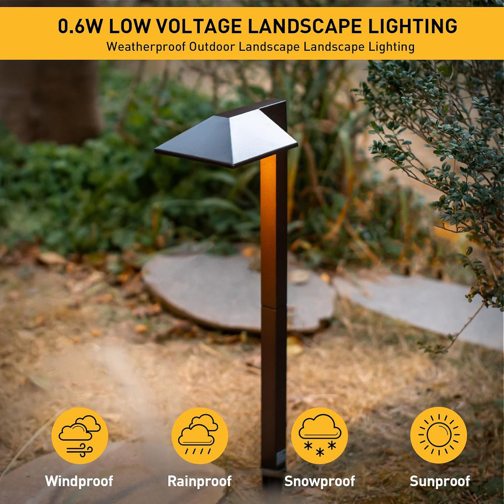 Malibu Low Voltage Landscape Lighting 0.6W LED Pathway Lights Outdoor Landscape Path Lights Wired with Connectors 22 Lumen Warm White Walkway Lights for Garden Yard Lawn 8Pack