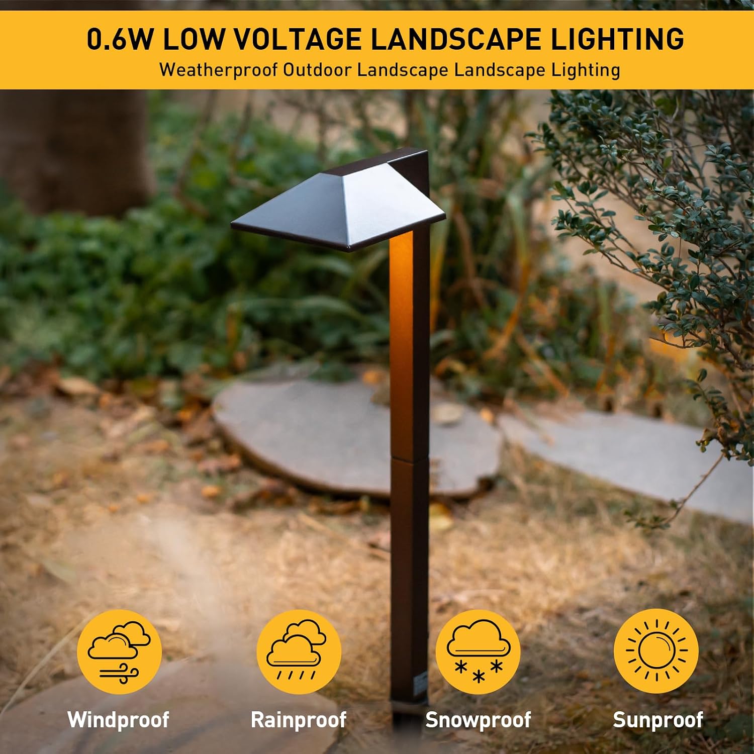 Malibu Low Voltage Landscape Lighting 0.6W LED Pathway Lights Outdoor Landscape Path Lights Wired with Connectors 22 Lumen Warm White Walkway Lights for Garden Yard Lawn 8Pack