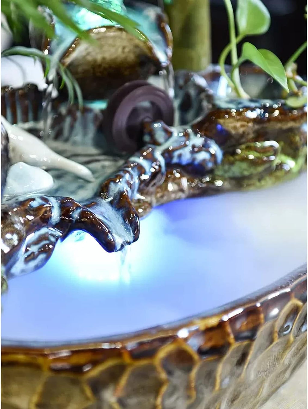 Tabletop Water Fountain Ceramics Tabletop Water Fountain Indoor Waterfalls Fountains Decorative Tabletop Fountain for Bedroom, Office, Living Room, Kitchen Dining Room and Bathroom Décor Indoor Founta