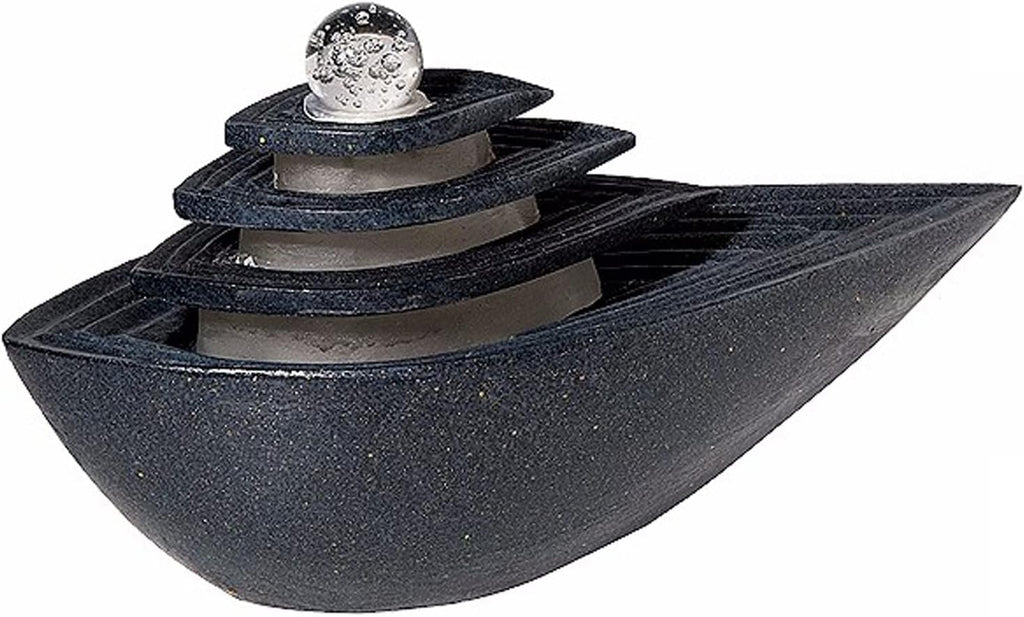 Tabletop Water Fountain Black Indoor Tabletop Water Fountain with LED Lights Rolling Ball Relaxation Tabletop Fountain Waterfall Home Decor Table Centerpiece, Small Desktop Size Indoor Fountain