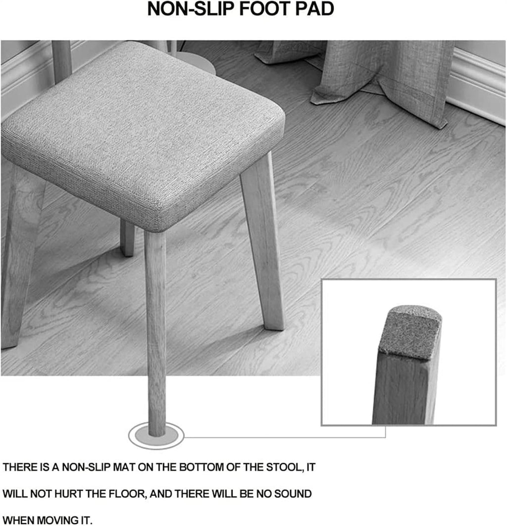 Vanity Bench Stool with Padded Cushion Piano Bench Vanity Benches Home Stool Fashion Vanity Stool Simple Solid Wood Chair Home Dining Stool Adult Fabric Stool Footstool Bedroom Stool(Green)