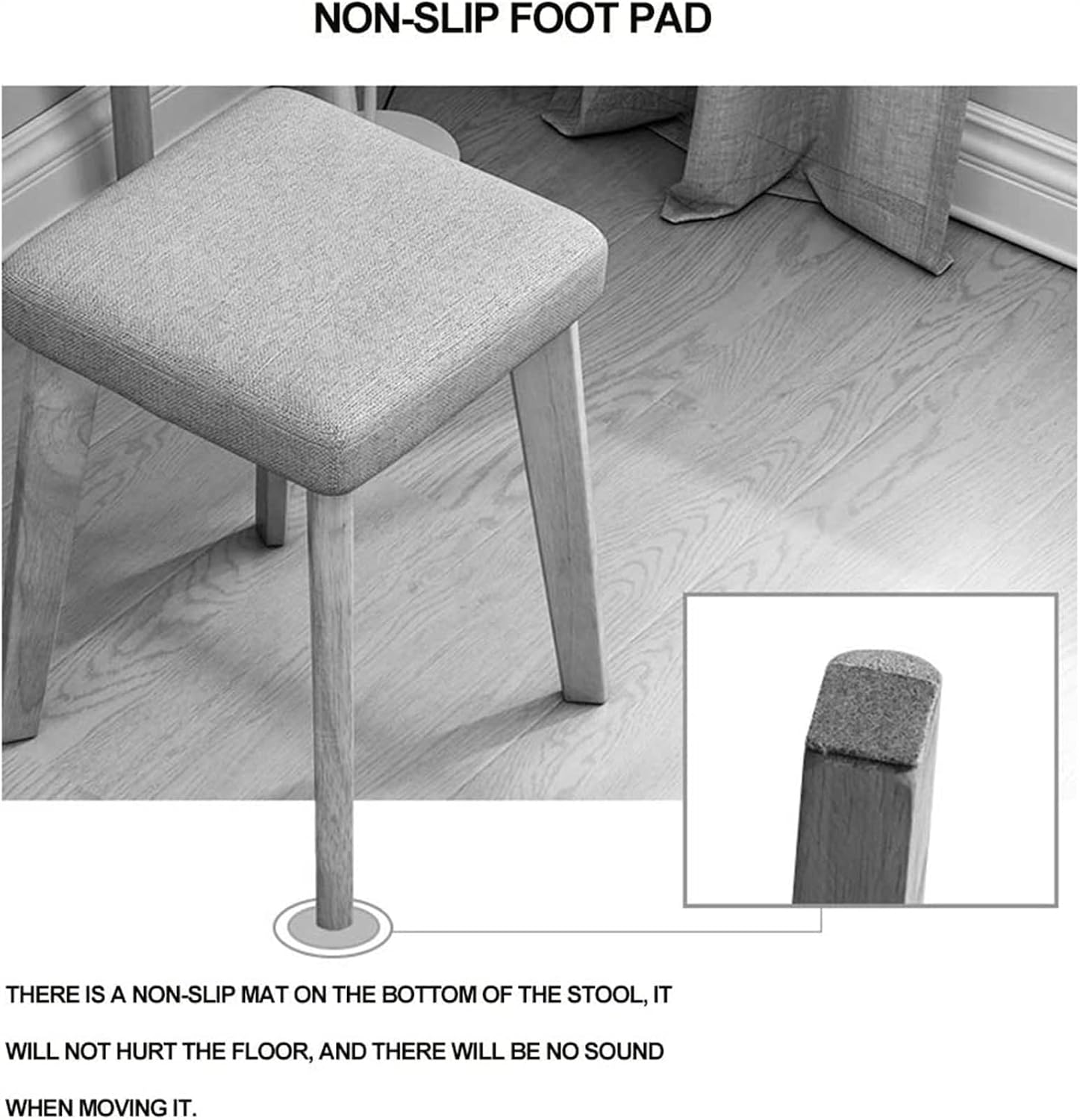 Vanity Bench Stool with Padded Cushion Piano Bench Vanity Benches Home Stool Fashion Vanity Stool Simple Solid Wood Chair Home Dining Stool Adult Fabric Stool Footstool Bedroom Stool(Green)