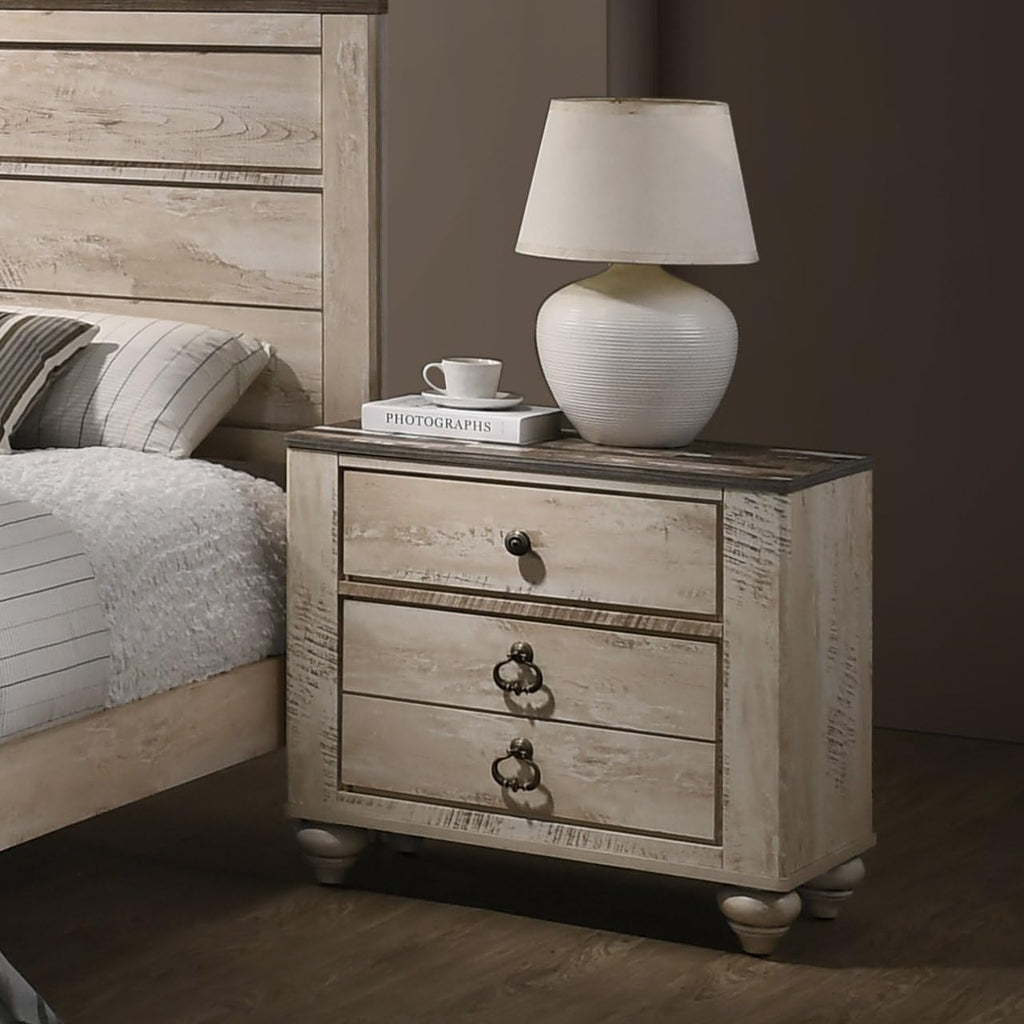 Roundhill Furniture Amerland Contemporary White Wash Finish 4-Piece Bedroom Set,