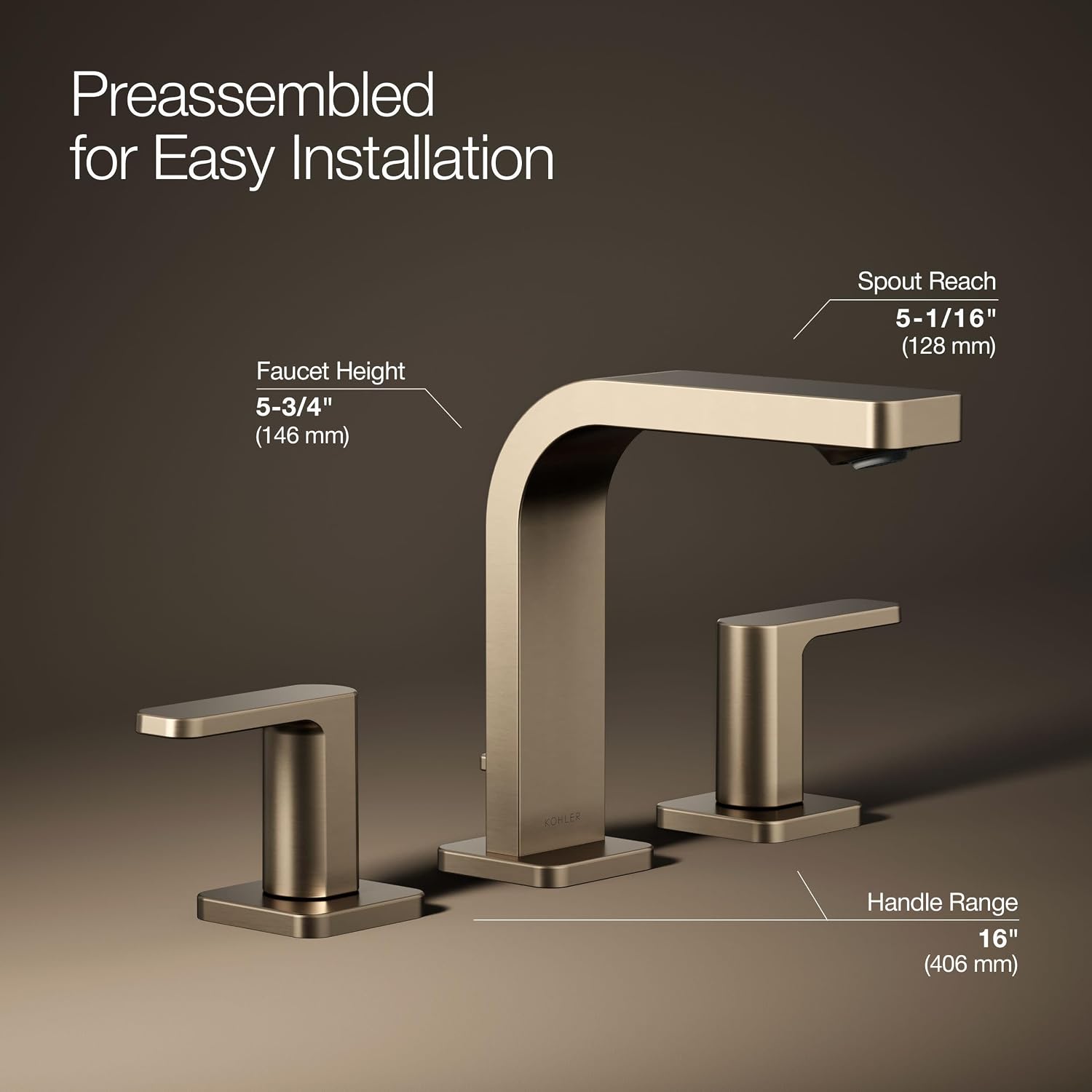 KOHLER K-23484-4K-BV PARALLEL® WS LAV FCT, LEVER 1.0 GPM, Vibrant Brushed Bronze