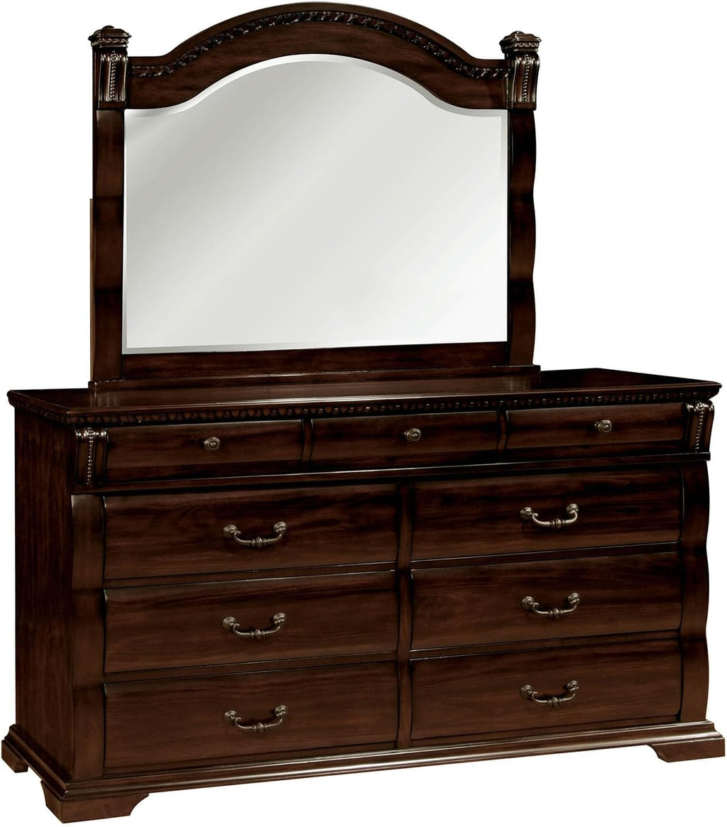 MASARA Traditional 4-Piece Queen Bedroom Set, Cherry Wood, Decorative Posts, Felt-Lined Drawers