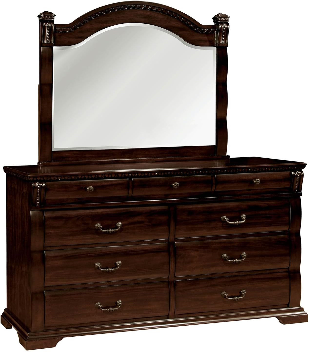 MASARA Traditional 4-Piece Queen Bedroom Set, Cherry Wood, Decorative Posts, Felt-Lined Drawers