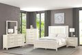 MASARA 3-Piece Transitional Bedroom Set, Antique White, King or Queen Bed with 2 Nightstands, Fluted Design, Birch Veneer and Solid Wood Construction (Queen)