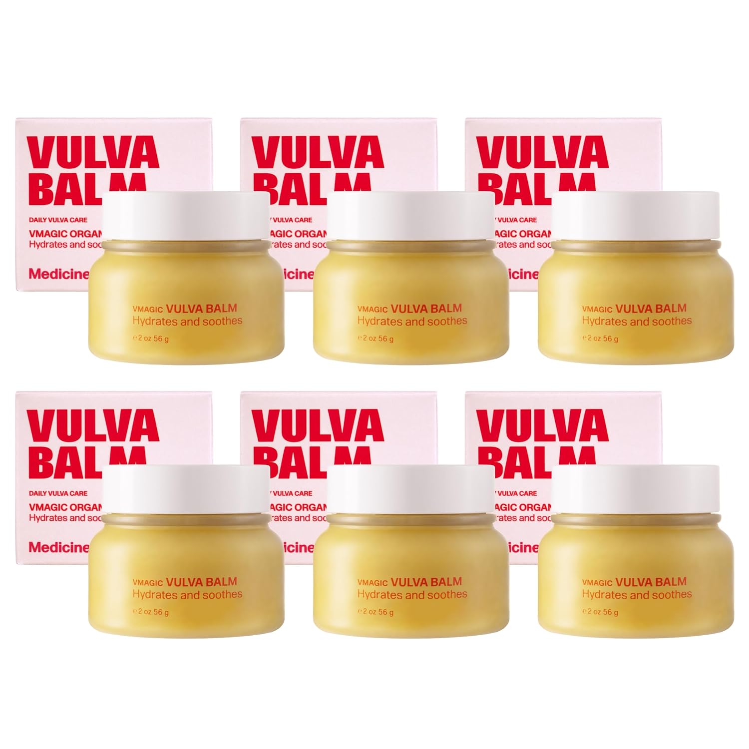 VMAGIC by Medicine Mama Organic Vulva Balm – Intimate Skin Care, Menopause Support – Relieves Feminine Dryness, Itching & Irritation – Hormone Free, Vaginal Moisturizer for Women – 6 Pack, 2 oz Each