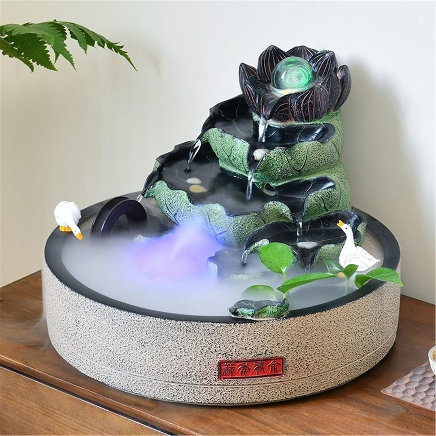 Tabletop Fountain Chinese Fish Tank Water Ornaments Desktop Feng Shui Wheel Decorative Fountain Landscaping Tabletop Water Fountain