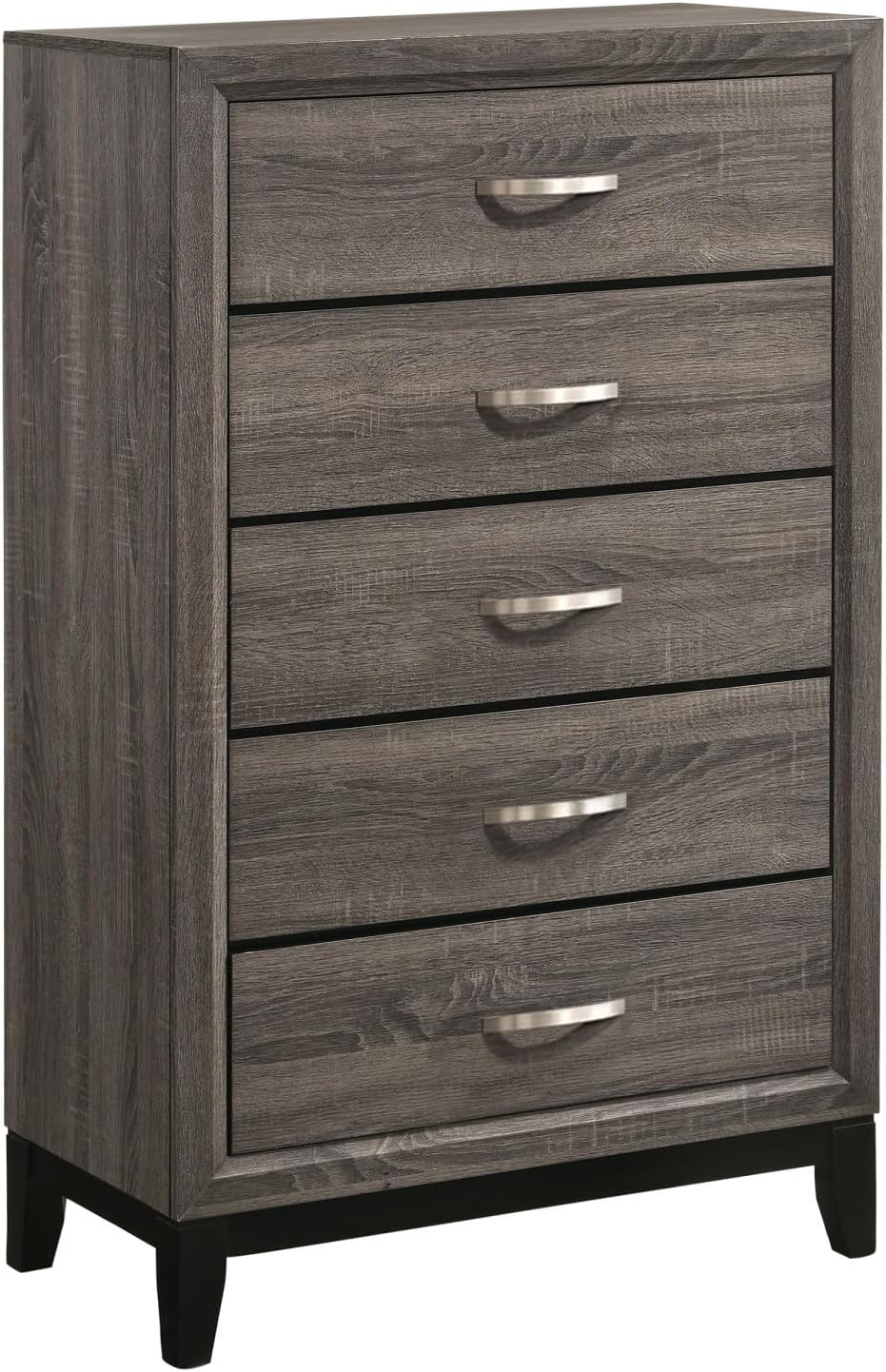 Carina Grey Oak and Black 5-Piece Eastern King Panel Bedroom Set