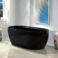 WOODBRIDGE 67' L x 31-1/2' W Freestanding Contemporary Acrylic Soaking Bathtub in Glossy Black Inside and Outside with Oil-Rubbed Bronze Drain & Overflow,B8863-ORB