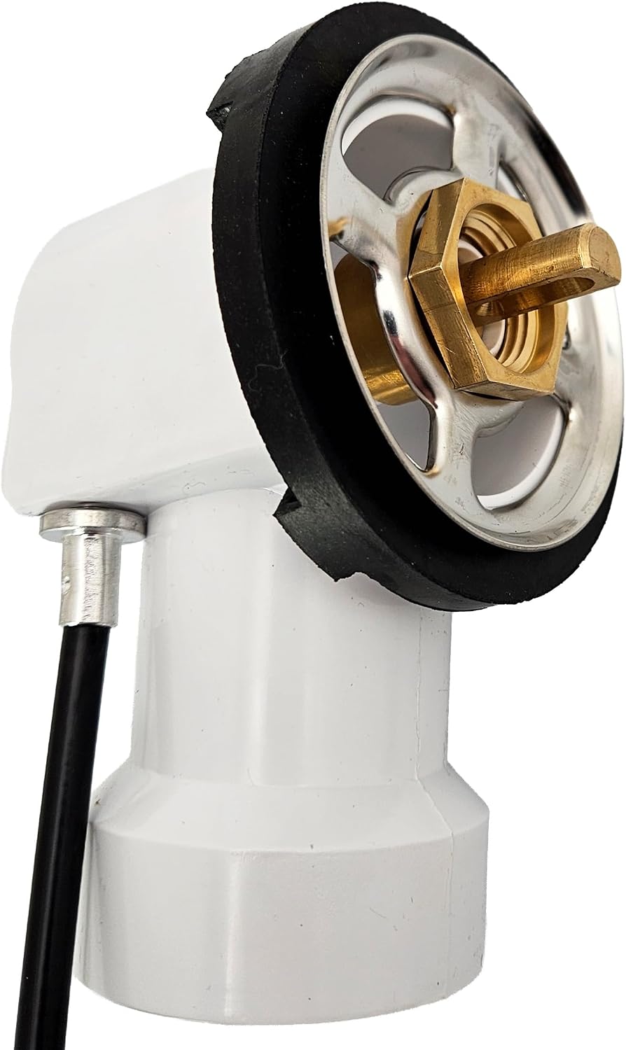 Westbrass A50P45-65 45' SCH. 40 PVC Cable Driven Bath Drain Trim Kit with Rotary Overflow Cover Knob and Pop-Up Stopper, Biscuit