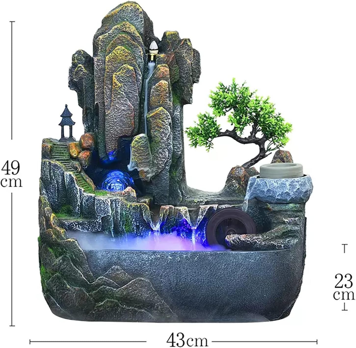 Tabletop Water Fountain Tabletop Water Fountain with Cascading Rock Waterfall and Rockery Stream Zen Meditation Indoor Waterfall Feature with Automatic Pump for Home Office Bedroom Desk Decoration Ind
