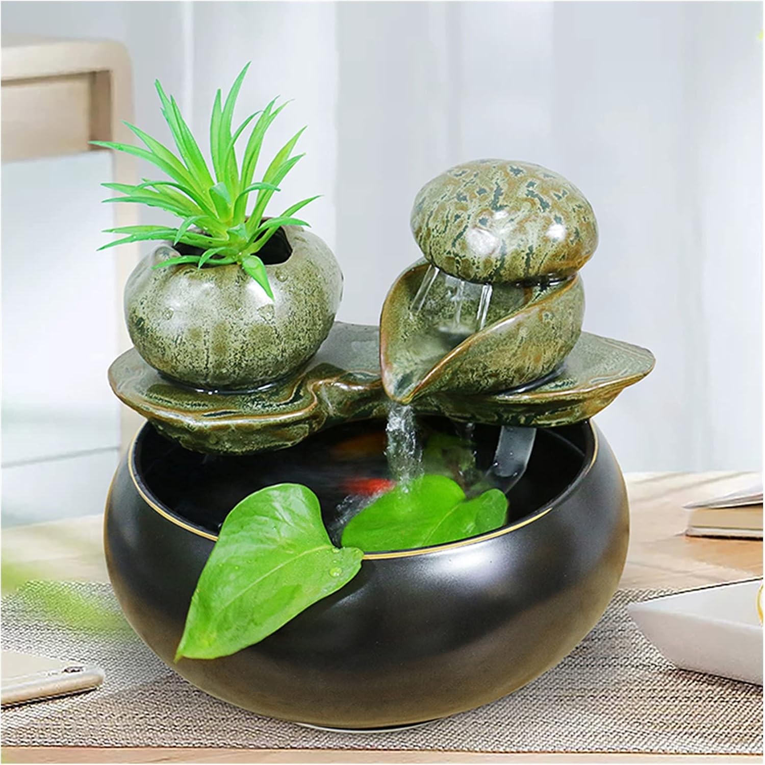 Tabletop Fountains Tabletop Fountain Waterfall Fountain Desktop Small Fish Tank Decorations Home Living Room Tea Table Tv Cabinet Decorations Zen Meditation Indoor Waterf
