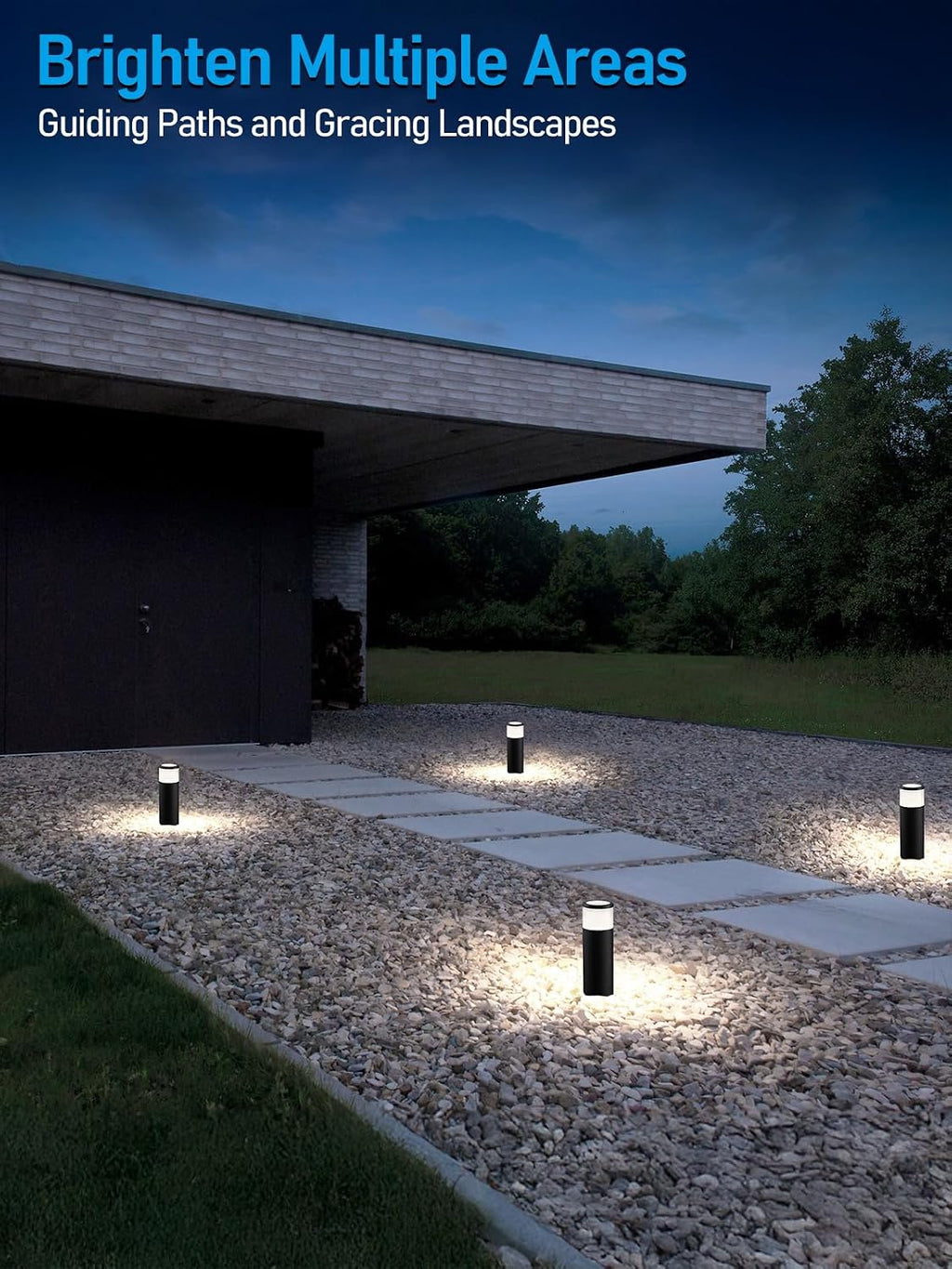 LEONLITE 8-Pack 4.5W LED Landscape Bollard Path Lighting, 5CCT Low Voltage Landscape Lights, 2700K/3000K/3500K/4000K/5000K Selectable, Outdoor Pathway Light, Die-Cast Aluminum Housing, FCC, ETL Listed