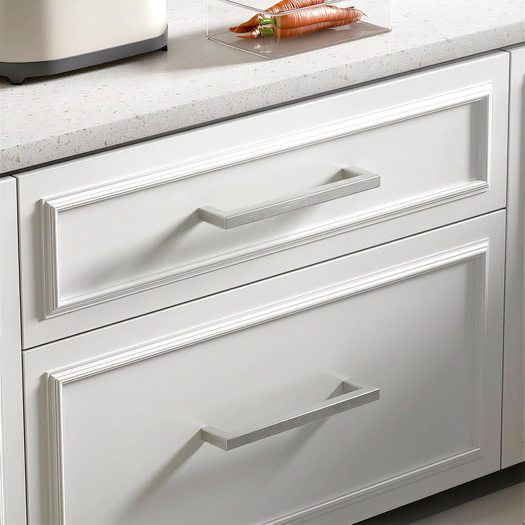 Goldenwarm 50 Pack 7-1/2 Inch Brushed Nickel Cabinet Pulls Square Drawer Handles Silver Kitchen Hardware Cupboard Dresser