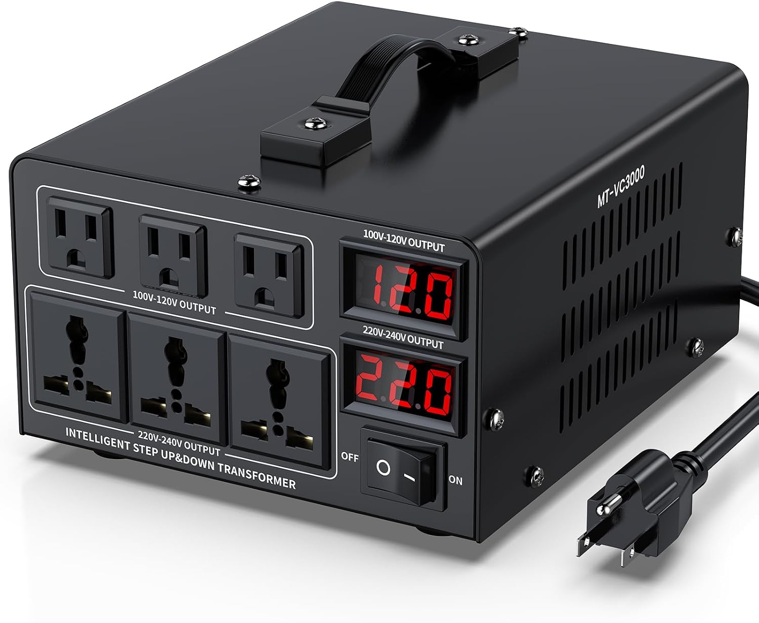 3000W Voltage Converter Transformer(110V to 220V or 220V to 110V) Step Up/Down Converter 110/120 Volt - 220/240 Volt w/US Power Cord,Circuit Breaker Protection, LCD Screen Display