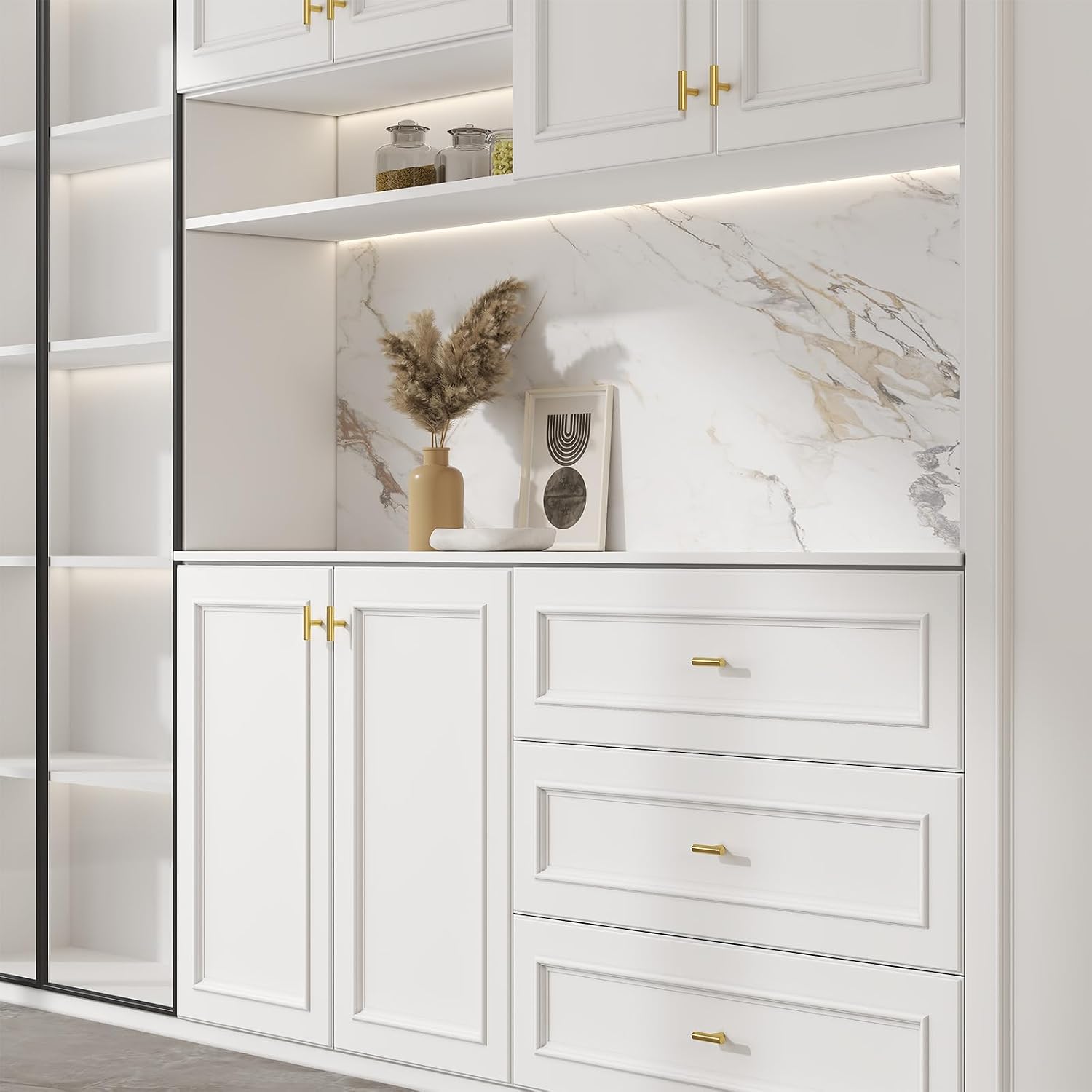 goldenwarm 200 Pack Gold Cabinet Knobs Brushed Brass Cabinet Knobs Gold Dresser Hardware Single Hole Pull Handles for Kitchen Cupboard Doors Closet Hardware 2in Overall Length