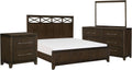 Benzara Gia Four Pc Queen Bedroom Set- Accents on Headboard- Wood- Modern Style
