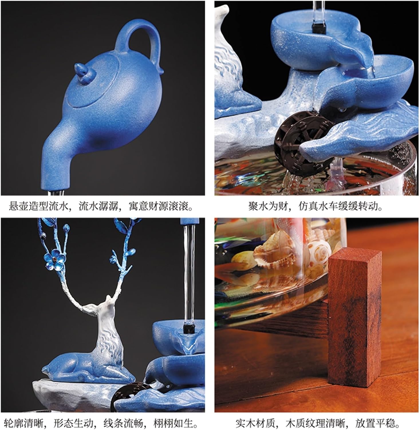Tabletop Fountain Indoor Fountain Living Room Desktop Circulating Water Ornaments Transparent Glass Fish Tank