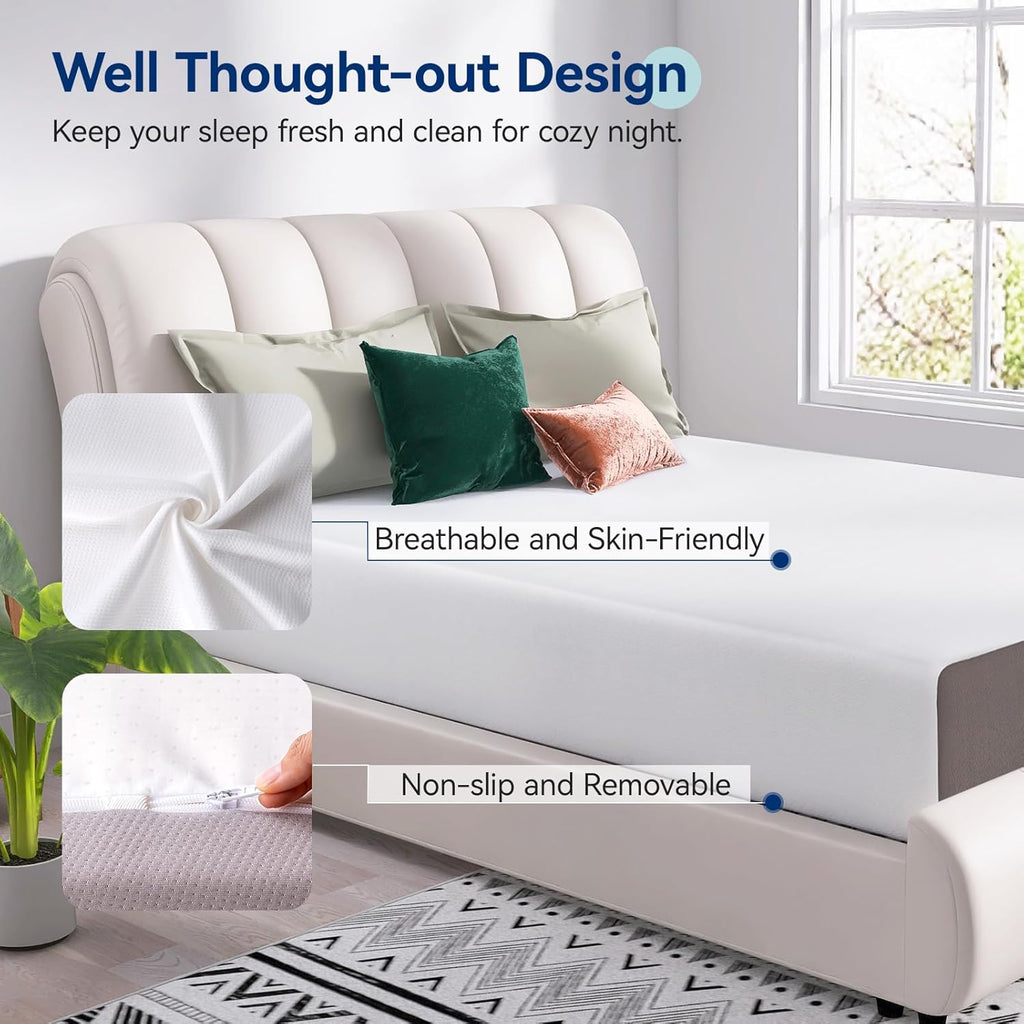 Amazon Basics Breathable Memory Foam Mattress, Medium Firm, 12 Inch, California King, White/Grey