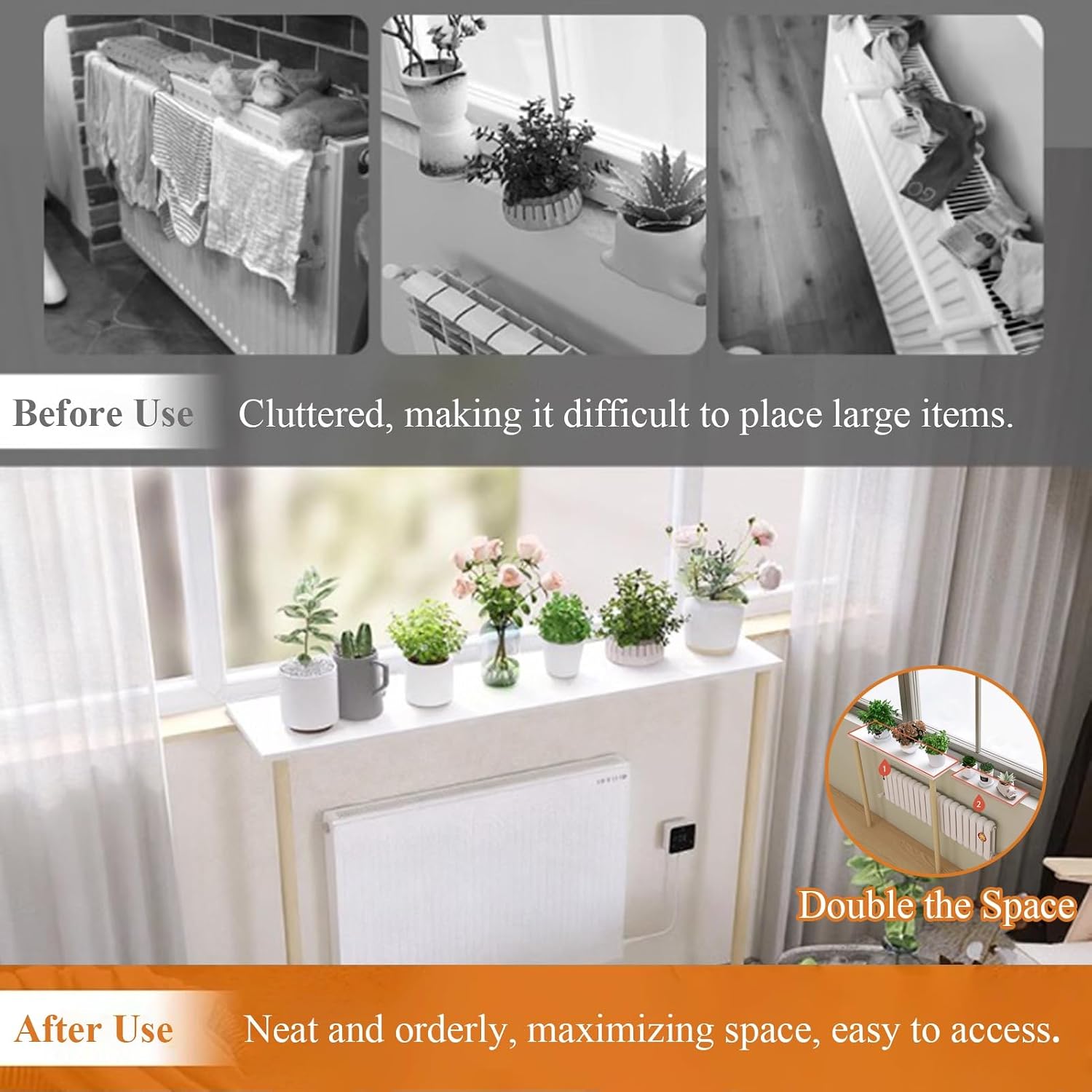 Corner Countertop Extension Board Anti-fall Gap Cover Plate, Space Saving Window Sill Extender Shelf, Assemble Cabinet Shelf for Living Room(50x35x40cm(20x14x16in))