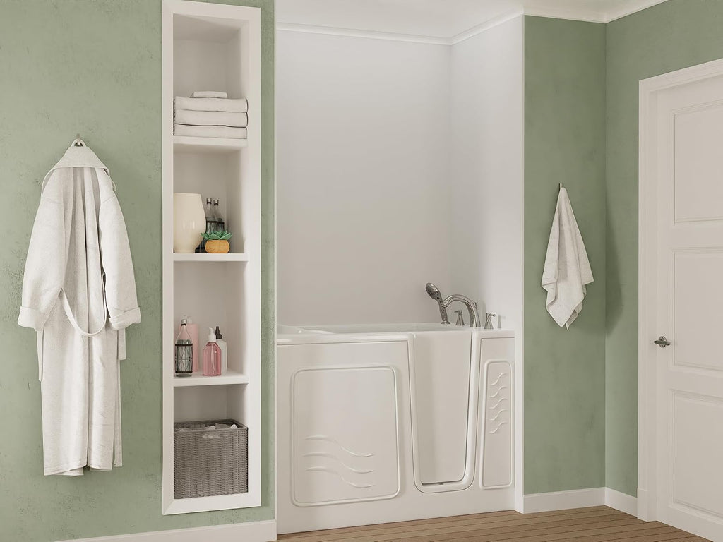 ANZZI Walk-In Bathtub 30 in x 53 in Right Drain Soaking Tub, Quick Fill Faucet, ADA Compliant Seat, Low Threshold Entry, Slip-Resistant Floor, Grab Bar, White Acrylic | AMZ3053RWS