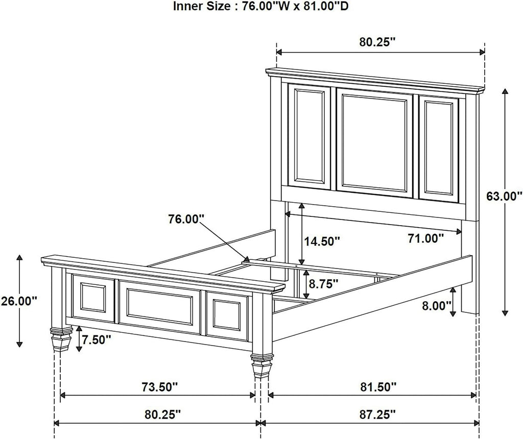 Coaster Home Furnishings Sandy Beach Coastal 5-Piece Bedroom Set Eastern King Size Panel Bed Frame 63-inch Headboard Cream White 201301KEN-S5