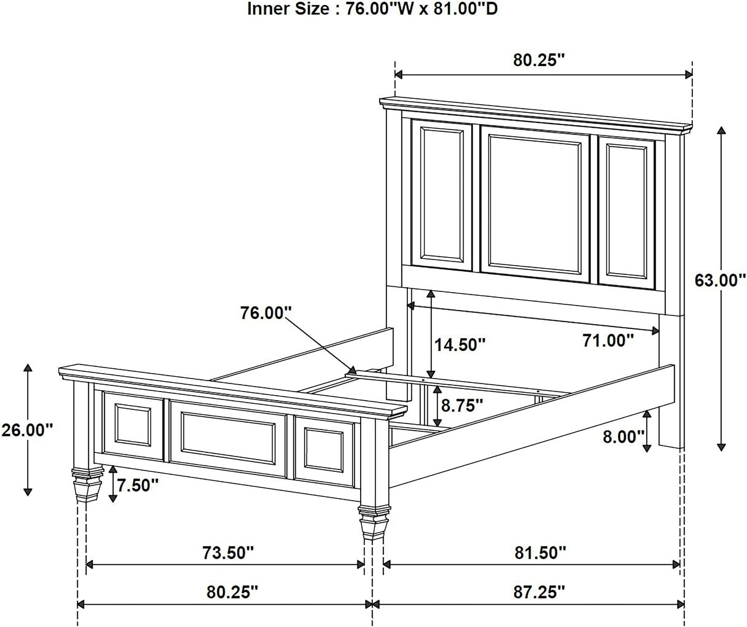 Coaster Home Furnishings Sandy Beach Coastal 5-Piece Bedroom Set Eastern King Size Panel Bed Frame 63-inch Headboard Cream White 201301KEN-S5