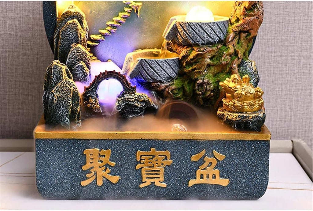 Tabletop Fountain Rockery Tabletop Waterfall Fountain – Resin Indoor Desk Fountain Décor for Bedroom Office