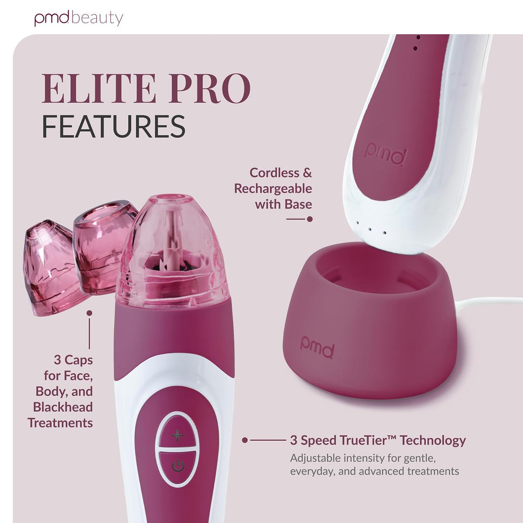 PMD Beauty Personal Microderm Elite Pro - At-Home Use, Facial Exfoliator Tool, Microdermabrasion Machine Kit for Face and Body Skincare