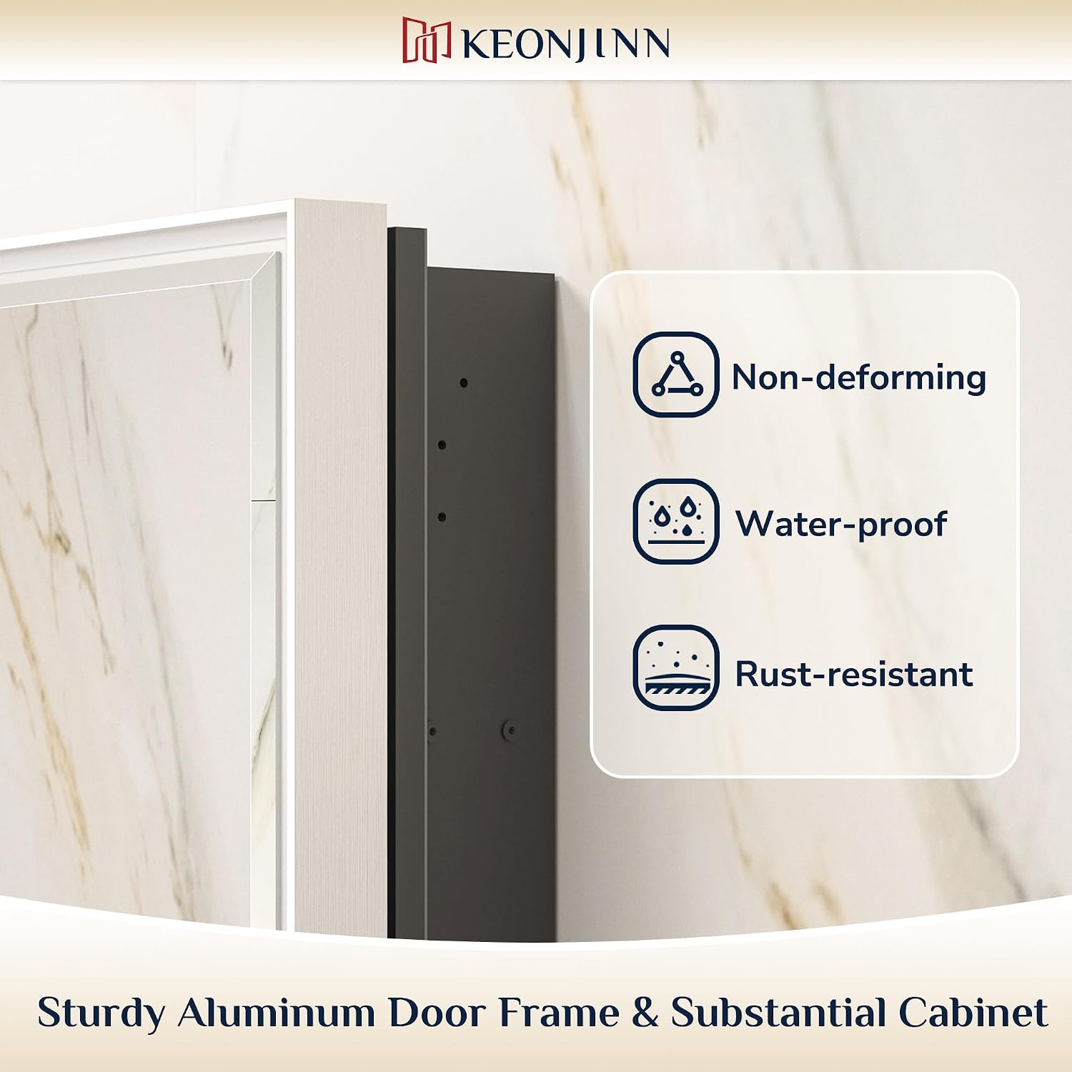 Keonjinn 21' x 27' Medicine Cabinet for Bathroom, Silver Recessed or Surface Wall-Mounted Aluminum Alloy Framed Beveled Mirror with Storage, Mirrored Cabinets with 2 Adjustable Shelves for Bath Modern