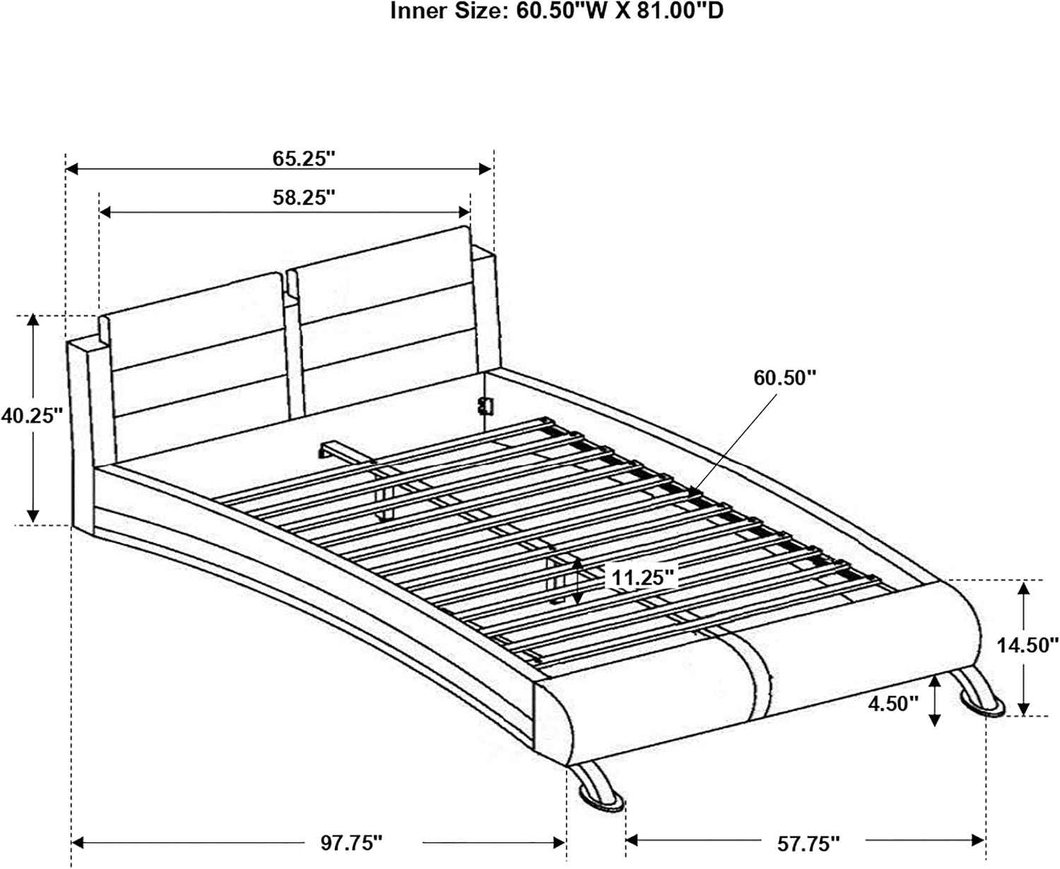 Coaster Home Furnishings Jeremaine Contemporary 4-Piece Bedroom Set Leatherette Upholstered Queen Size Sleigh Bed Frame 40-inch Headboard White 300345Q-S4
