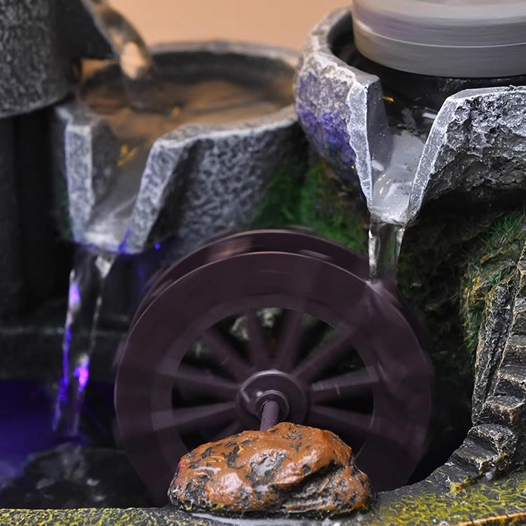 Tabletop Fountain Rockery, Flowing Water Bonsai Circular Mountain Fountain Indoor Entrance Living Room Desktop Feng Shui Wheel Decorations Desktop Fountain Decorations Desktop Fountain ( Size : L )