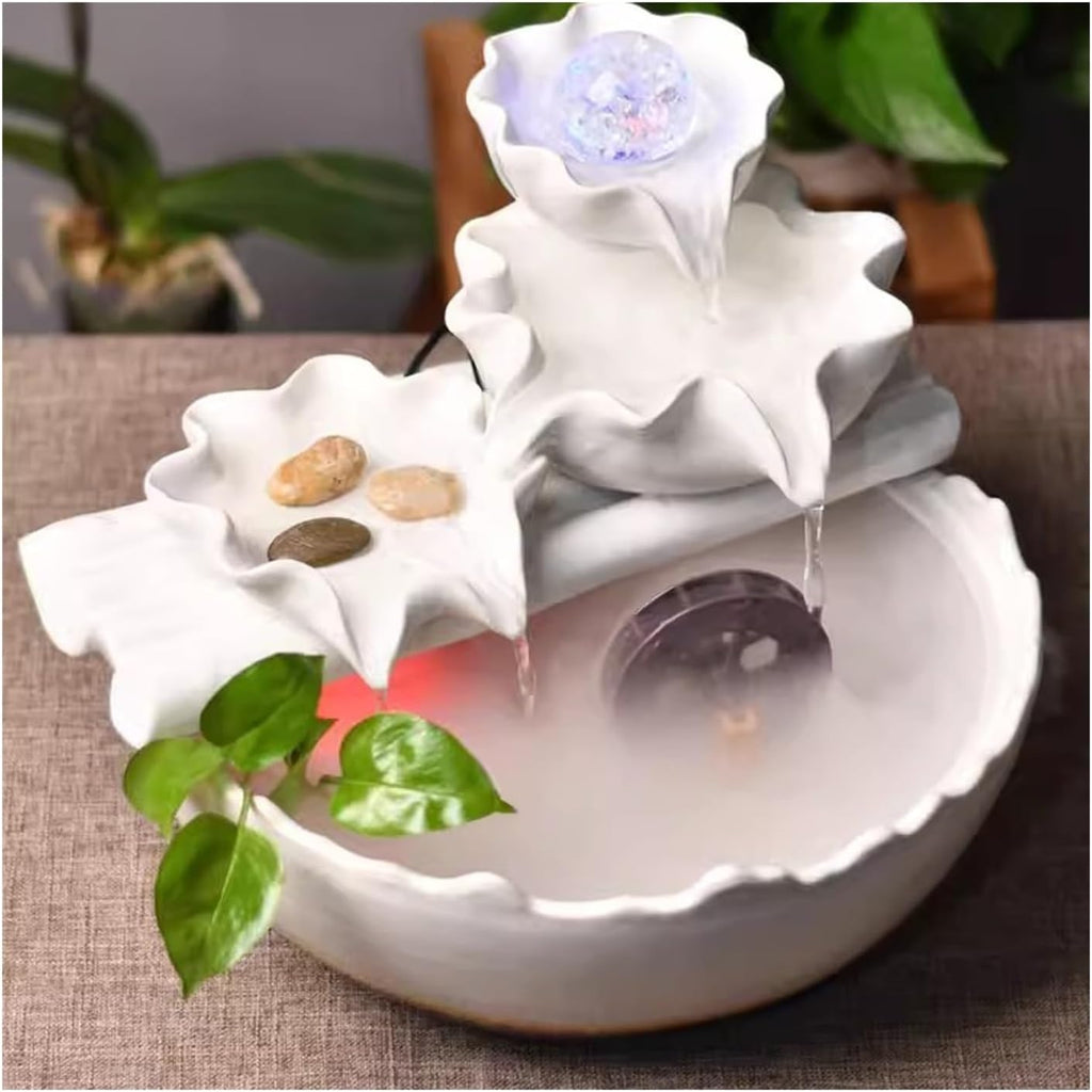 Indoor Fountain Home Creative Wealth Attraction Decoration Desktop Crystal Beads Moisturizing Fountain Fish Tank Gift Ceramic Desktop Decoration Tabletop Fountains Decor