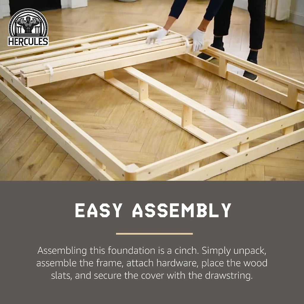 Hercules 4 Inch Low Profile Foundation Mattress Box Spring Replacement, King