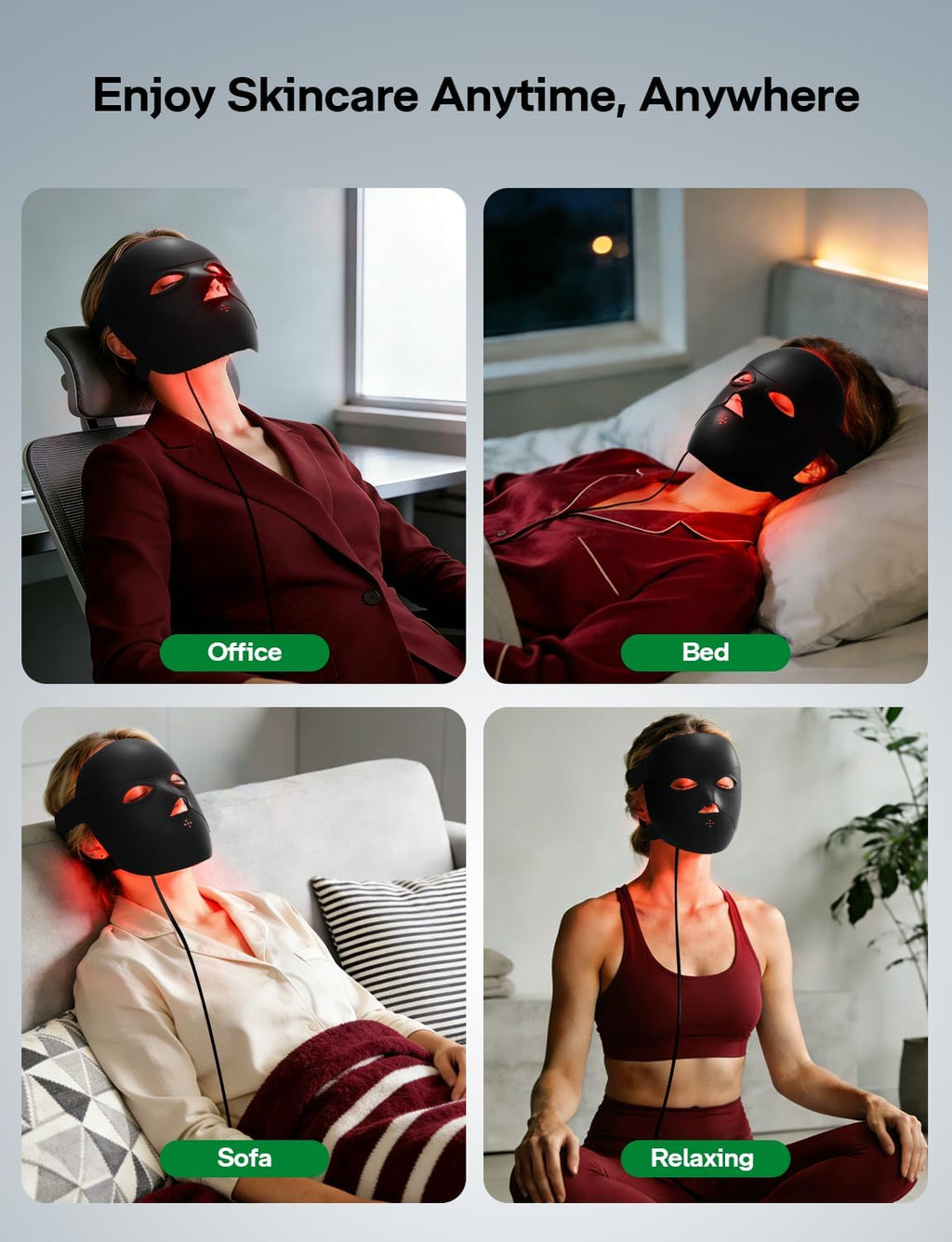 Medisana 3D Red Light Therapy Mask for Face, 336 LEDs Light Therapy Mask with 3 Modes - NIR 830nm, Red 630nm, Blue 415nm - Cordless & Rechargeable LED Face Mask for Home, Skincare Gifts (Black)