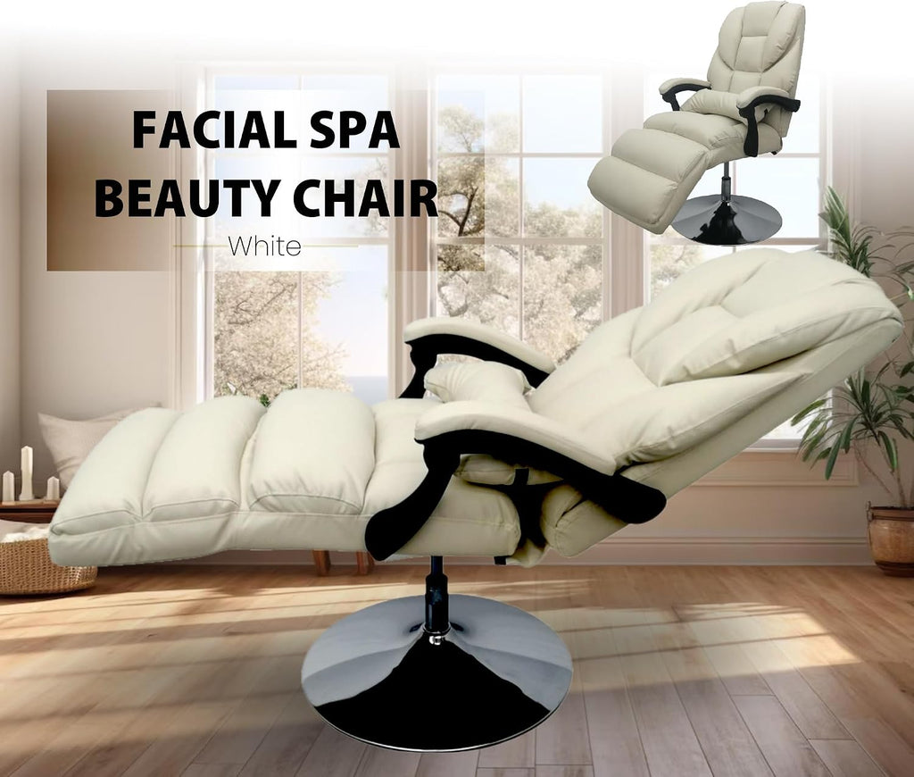 Facial Spa Chair, 360° Rotating, Adjustable Angle (90-175°), Air Pressure Lifting, 275LB Load, White Facial Beauty Spa Chair for Salon, Home Office, Beauty & Personal Care