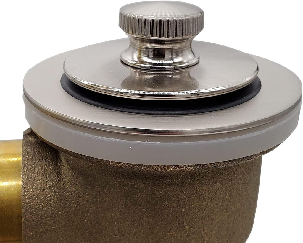 Westbrass A3264-07 22-1/2' Brass Bath Waste & Overflow Assembly with Pull Drain Plug and 2-Hole Faceplate, Satin Nickel