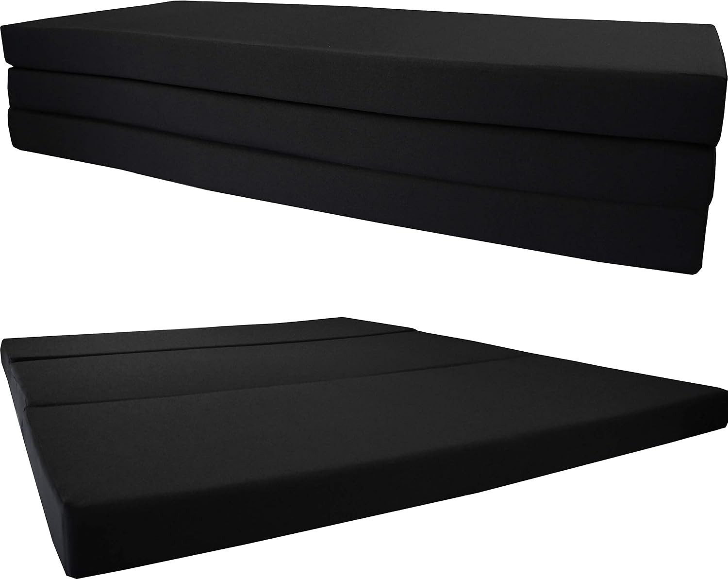 D&D Futon Furniture Portable Trifold Mattress, Foldable Foam Mattresses Small Space Saving Guest, Floor Fold Out Bed Ottoman, 4 inch Folding Cushion Pad Camping RV (Queen Size 4x60x80, Black)