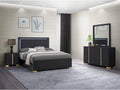 HomeStock Black Bedroom Set with Gold Accents - 4 Piece Modern Bed Set